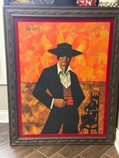 Vintage Aldo James Mid Century Modern Oil on Canvas Painting of Matador,Guitaris picture