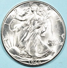 1946 D Walking Liberty Half Dollar ~ BU GEM UNC UNCIRCULATED ~ 90% Silver 50c picture