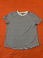 LULULEMON Shirt Womens 12 Love Blue Striped crewneck short-sleeve picture