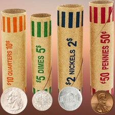 128pcs Assorted Preformed Coin Wrappers Rolls, Change Paper Rolls Wrapping Tubes picture