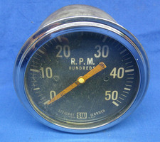 Vintage 1950s Stewart Warner Big Logo 5,000 RPM Tachometer Curved Glass WOW picture