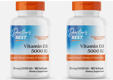 2 - Doctor's Best Vitamin D3 5000IU, Non-GMO, Gluten Free 180 Softgels Exp 2027 picture