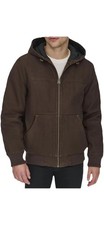 Levi's Men's Workwear Cotton Canvas Hoody Bomber Jacket Dark Brown Size Small picture