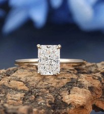 3Ct Radiant Cut E/VS1 Lab Grown Diamond 14k White Gold Solitaire Engagement Ring picture