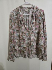 Pre-loved ZADIG & VOLTAIRE Women's Multicolor Soft Yoko Floral V-neck Sz L picture