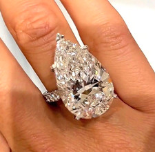 925 Silver, Off White Diamond Ring with Accents, RARE 33 Ct Certified Treated picture