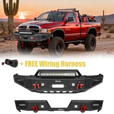 For 1994-2002 Dodge Ram 1500/2500/3500 Steel Front Rear Bumper w/Winch Plate LED picture