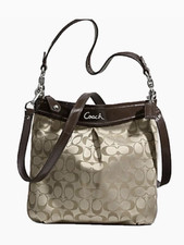 NWT Coach Ashley Signature Logo Shoulder Bag Khaki/Brown F20111 picture