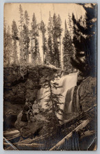 RPPC c1910s Group Portrait Forest Mountain Waterfall Postcard picture