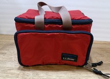 Vintage L.L Bean Flip Top Lunch Box Red Multiple Compartments Handles picture