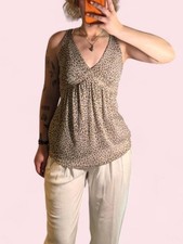 VINTAGE New York & Company Leopard Print Peplum Top 🐆🤎 picture