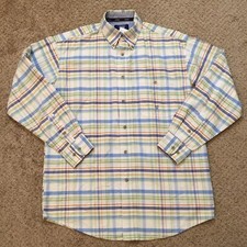 Wrangler Twenty X Shirt Mens Medium Blue Plaid Long Sleeve Button Up  picture