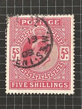 Edward V11 Sg263 5/- Bright-carmine Anchor Wmk, Fu picture