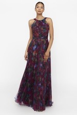 THEIA Naveen Pleated Floral Print Organza Gown Dress Size 6 NWT $895.00 picture