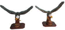 Soaring American Bald Eagle Wooden Sculptures Figures Hand Crafted Carved Wood picture