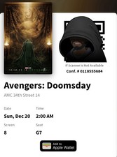 1x Avengers Doomsday Ticket AMC 34th St 2am picture