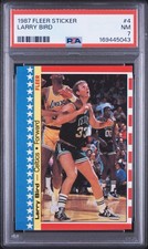 Fleer 1987 Larry Bird Sticker #4 Boston Celtics PSA 7 Basketball Card picture