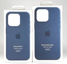 OEM Genuine Apple Silicone MagSafe Case For iPhone 15 Series - Storm Blue picture