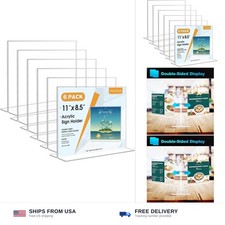 MaxGear Acrylic Sign Holder 8.5x11 Horizontal 6 Pack, Double-Sided Display picture