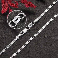 925 Sterling Silver 16/18/20/22/24/26/28/30 Inch Figaro Chain Necklaces For Wome picture