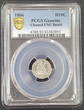 *KEY-DATE* 1866-P US Seated Half-Dime H10¢ - PCGS Graded Uncirculated Details picture