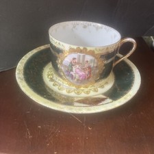 antique royal vienna austria Gilded Ladies  coffee can teacup & saucer picture
