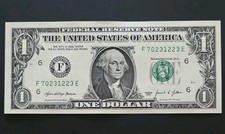 0890-Fancy Error $1 Bill-Series 2021-Third Print Treasury Seal Shift Anomaly UNC picture