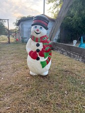 Vintage Grand Venture Christmas Snowman Blow Mold  39” Red/Green Scarf Lighted picture