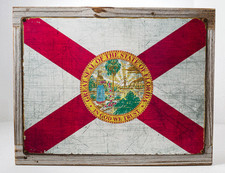 Florida & Virginia State Flags Metal Sign Framed on Rustic Wood picture