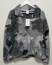 Nike Therma-FIT Fleece 1/2 Zip Mens Size L Camo Grey HV3541-068 NWT picture