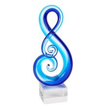 Elegant Modern Murano Style Art Glass Colorful Centerpiece - Blue Clef, 11 Inch picture