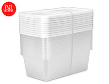 Sterilite 6 Qt Clear Storage Bin, Snap-on White Lid, 10-Pack, Stackable Plastic picture