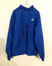 VTG Y2K Adidas Full Zip Windbreaker Jacket Navy Blue Big Logo Men's L/XL picture