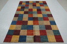 5x8 ft Check Gabbeh Multicolor Afghan Hand Knotted Wool Area Rug picture