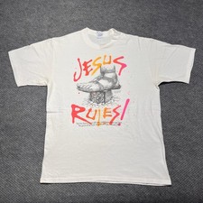 Vintage 1990 Jesus Rules Grail T-Shirt XL Living Epistles Rare Men’s White picture