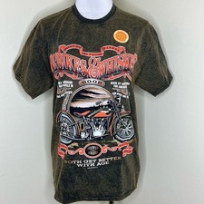 Hot Leathers Biker Tee Mens Medium Ol' Bikes & Whiskey Graphic Motorcycle New picture
