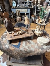 Primitive Old Wooden Blue Riser Early Cabin Goods  picture