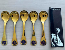 Georg Jensen 1974 Annual Spoon Gold Plated Floral Purple Flower Design picture