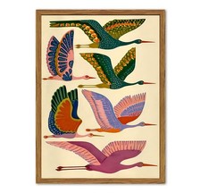 Colorful Bird Wall Art - Vintage Heron Canvas Print, Mid Century Modern Decor 12 picture
