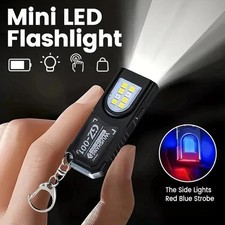 Mini LED Keychain Flashlight USB Rechargeable Waterproof EDC Torch SOS Light USA picture