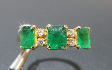 18K YG NATURAL EMERALD & DIAMOND RING SZ 6.75  4.18 grams  (AI-3017) picture