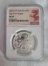 2024 P125 Australia S50C Year of the Dragon MS 69 NGC New Scratch Free holder. picture