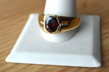 2.00ct Mozambique Garnet / Moissanite Ring 18k YG Plated over Fine Silver Sz 14 picture