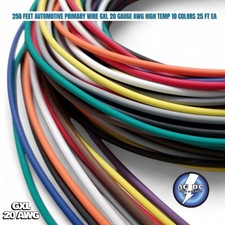 250 FEET AUTOMOTIVE PRIMARY WIRE GXL 20 GAUGE AWG HIGH TEMP 10 COLORS 25 FT EA picture