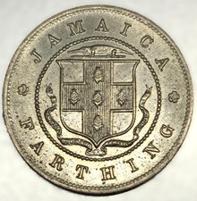 1918-C Jamaica Farthing KM#24 George V Ottawa Mint Low Mintage 208K XF Lot 5073 picture