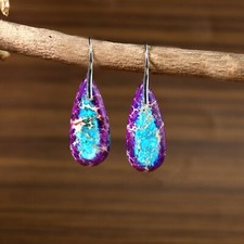 Purple Blue Sea Sediment Jasper Healing Chakra Dangle Earrings for Women Gifts picture