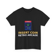Insert Coin Retro Arcade T-Shirt Vintage 80s Video Game Graphic Tee Gift picture