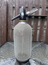 VTG Seltzer Bottle Mid Century Modern MCM Art Deco ACC Soda Syphon Wire Mesh 14” picture