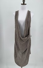 Cannisse Brown Crochet Cotton Linen Draped Sleeveless Sweater Vest Sz US 2/8 picture
