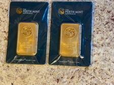 The Perth Mint 2x 1 oz Gold Bars 99.99 Fine in CertiCard - Total 2 oz picture